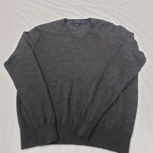 Polo Ralph Lauren Mens Pullover Sweater Metallic V